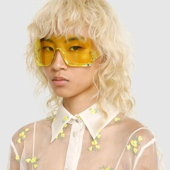 NEW Gucci GG1631S 009 Yellow Shield Unisex Sunglasses GG 1631S - Picture 3 of 11